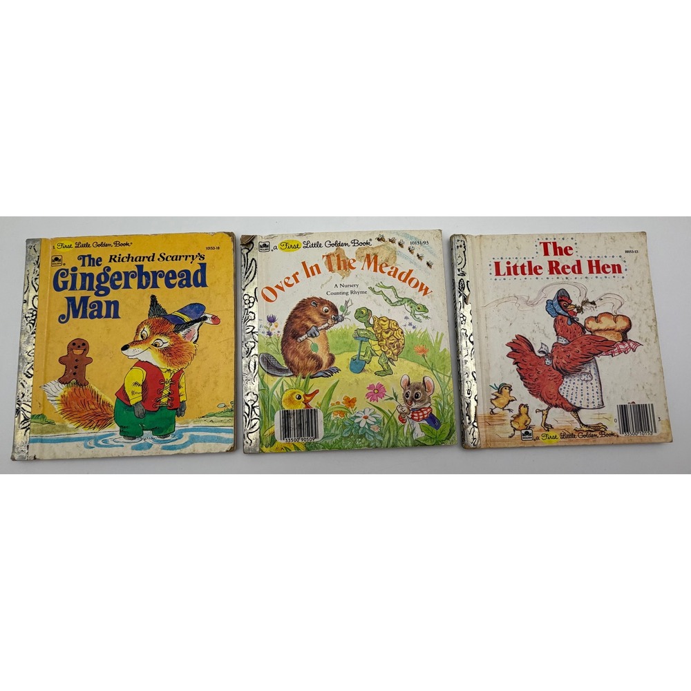 Vintage First Little Golden Books Lot Richard Scarry Gingerbread Man Red Hen 3pc